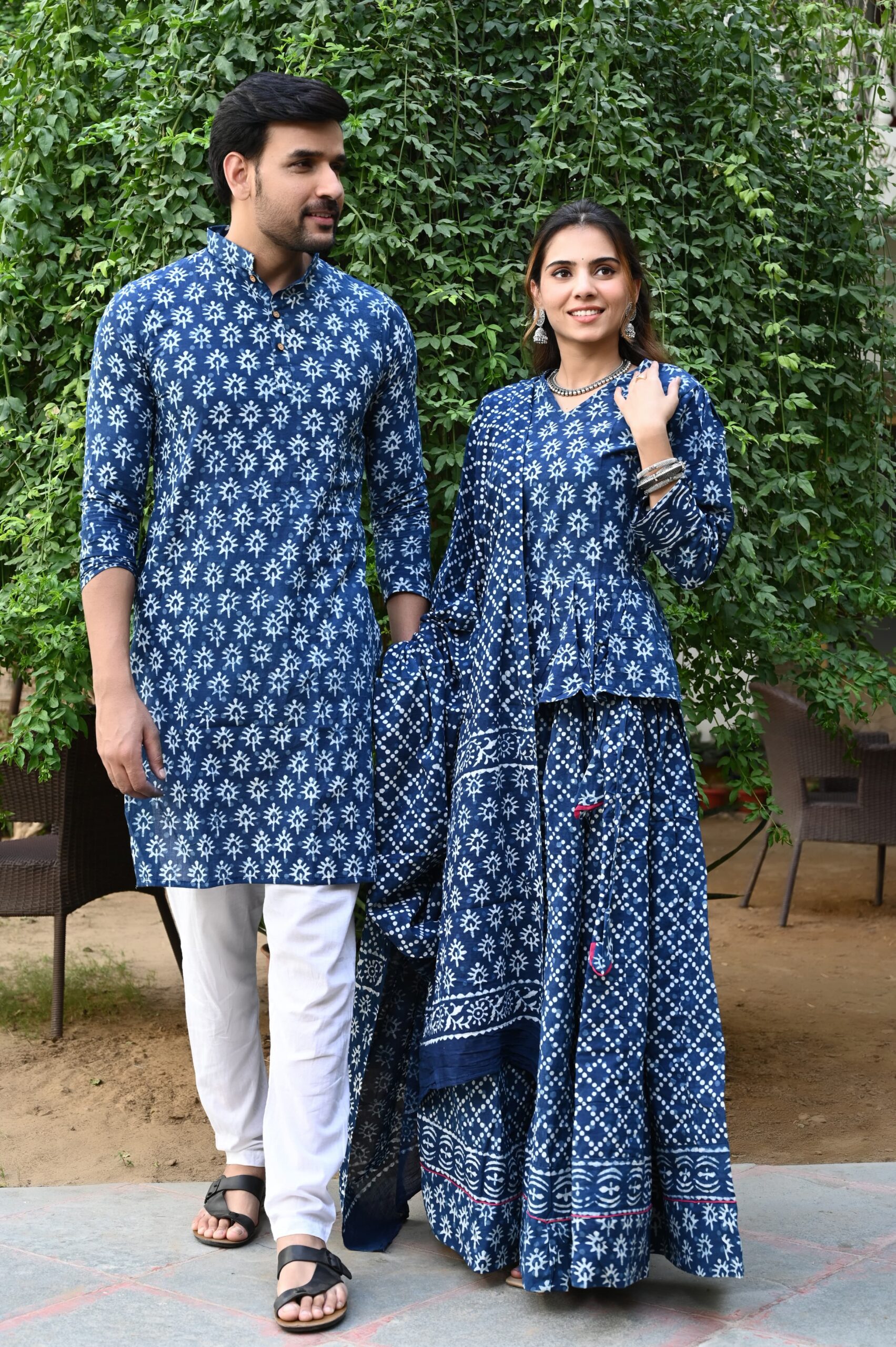 Couple Matching Kurta and Lehenga
