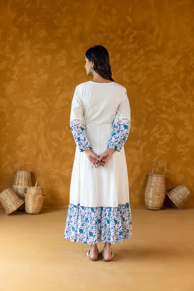 Azure Embroidered Long Dress

